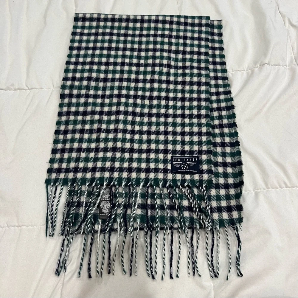 Ted Baker London Tendree House Check Scarf Blue Green Plaid Gingham